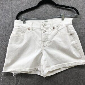 Express Mid Rise Shortie Jean Shorts Womens Size 4 White Cutoff Roll Cuff